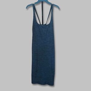 MTA Sport Athletic Dress Shelf Bra Sleeveless Scoop Neckline Cross Back Blue 1X